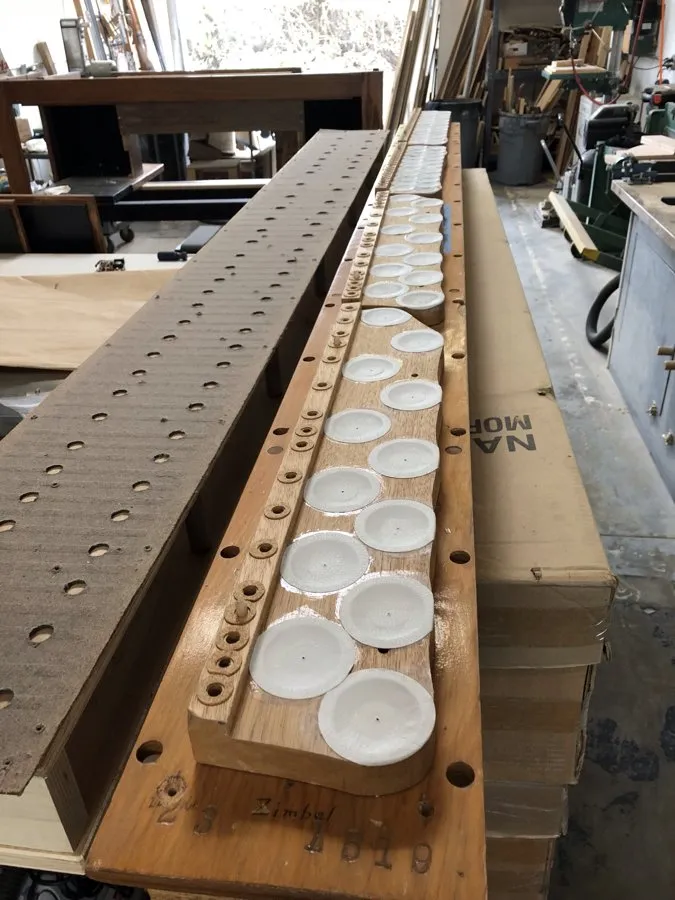 Pipe organ workshop and installation photo — O’Neal Pipe Organs