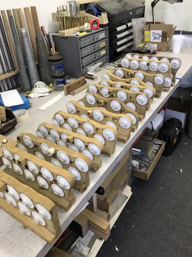 Pipe organ workshop and installation photo — O’Neal Pipe Organs