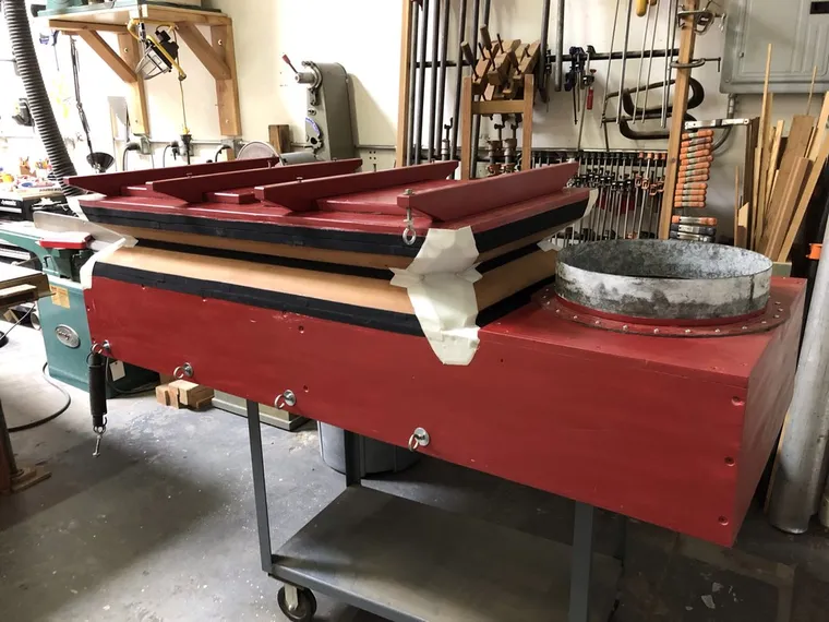 Pipe organ workshop and installation photo — O’Neal Pipe Organs
