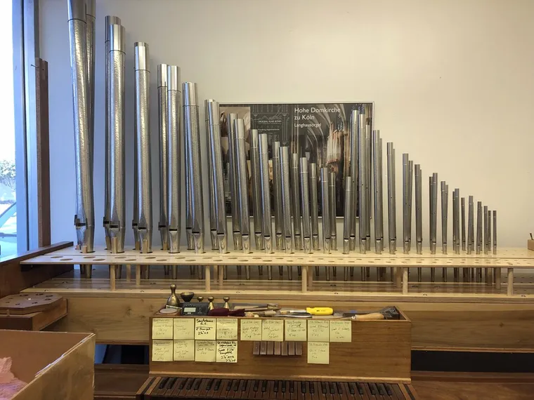 Pipe organ workshop and installation photo — O’Neal Pipe Organs