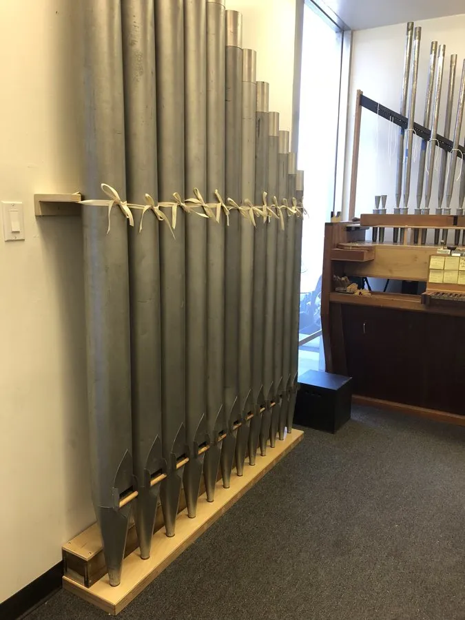 Pipe organ workshop and installation photo — O’Neal Pipe Organs