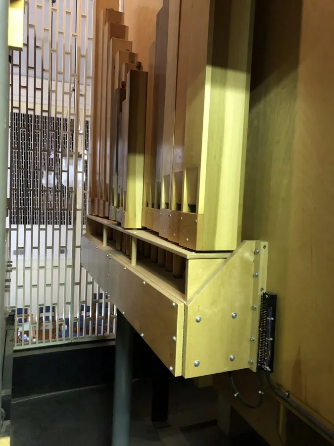 Pipe organ workshop and installation photo — O’Neal Pipe Organs