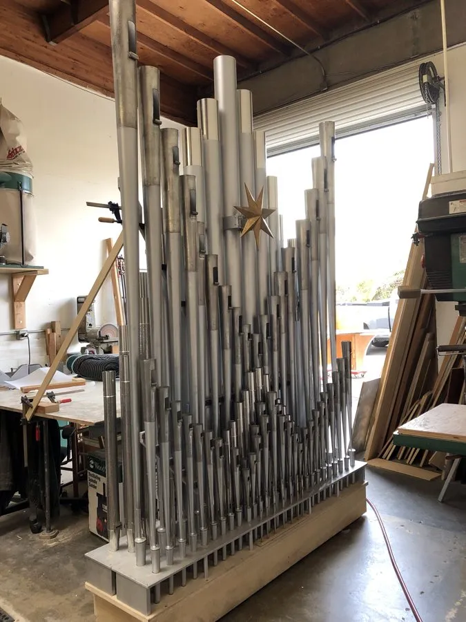 Pipe organ workshop and installation photo — O’Neal Pipe Organs